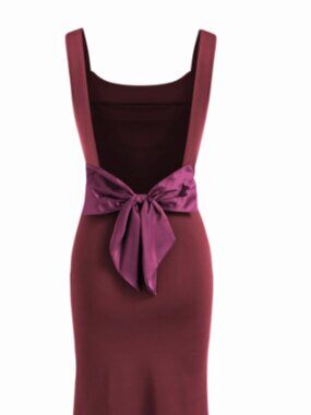 Oh Polly Burgundy Satin Bow Maxi Dress – NWT